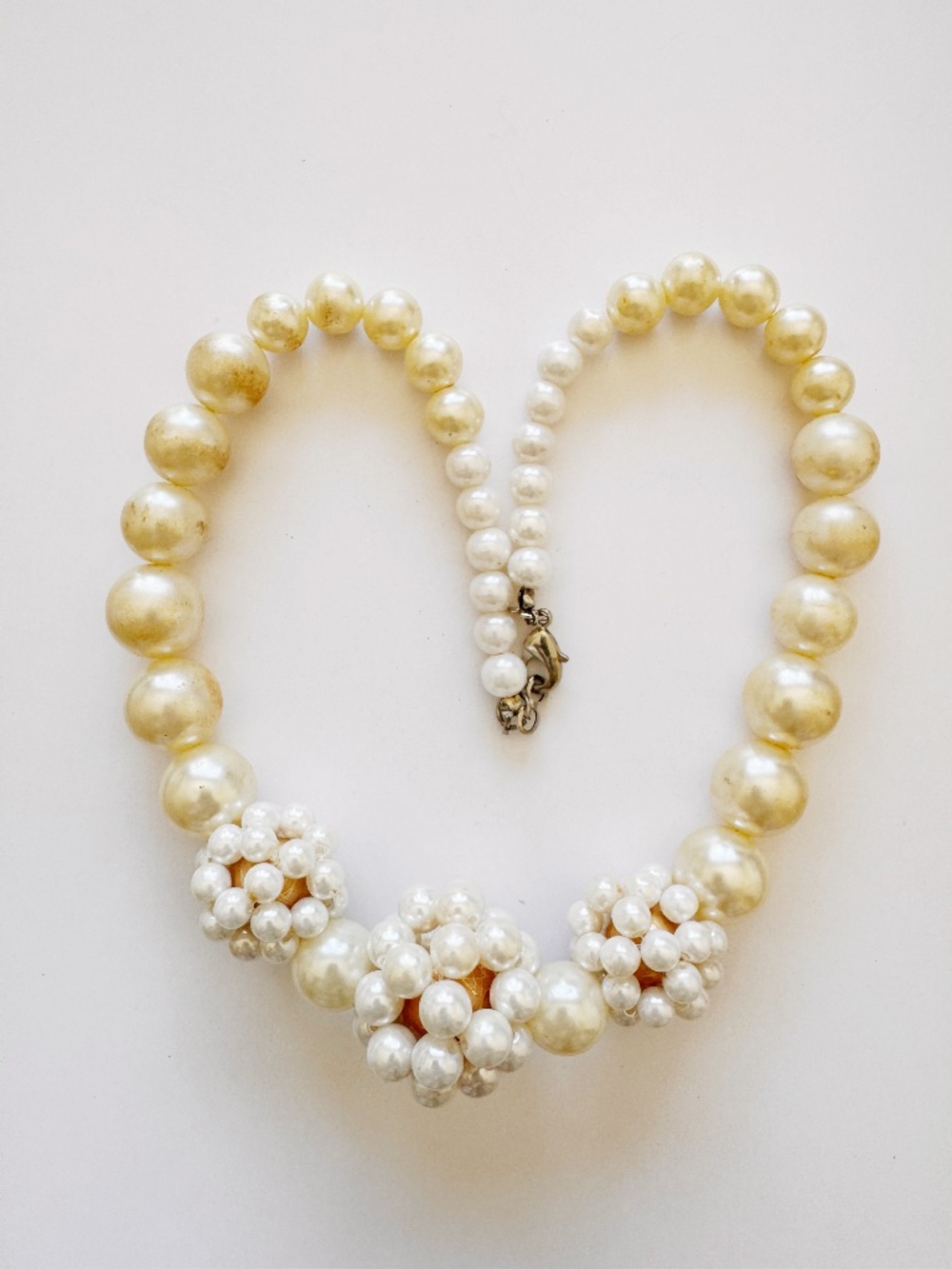 Vintage Faux Pearl Statement Necklace Cluster Beaded Wedding Bib Necklace